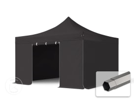 4x4 m Carpa plegable, PREMIUM acero 40mm, 4 laterales incl. sin ventana, negro 4x4 m Carpa plegable, PREMIUM acero 40mm, 4 laterales incl. sin ventana, negro