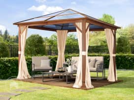 Cenador Forest Deluxe, champán, 3x3m con óptica de roble 