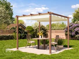 Pérgola, 3x3m, techo de toldo, champán