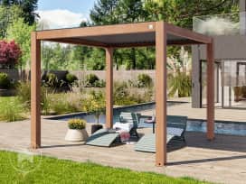 Pérgola, 3x3m, techo de lamas, óptica de madera