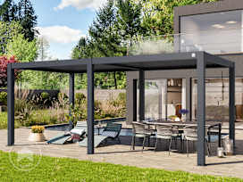 Pérgola, 3x6m, techo de lamas, antracita