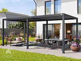 Pérgola, 3x6m, techo de lamas, antracita