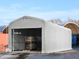 Carpa industrial 5x10 m con entrada 4,1x2,5 m, PVC 850, gris, sin Estática