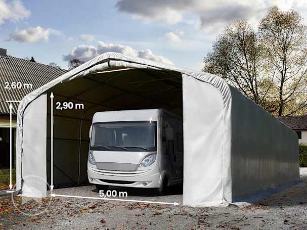 Carpa garaje 7x21 m con entrada 5x2,9 m, PVC 850, gris, sin Estática Carpa garaje 7x21 m con entrada 5x2,9 m, PVC 850, gris, sin Estática