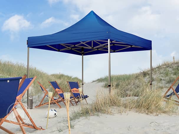 Using pop up gazebos at the beach for shade