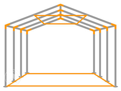 Marquee with strengthened frame