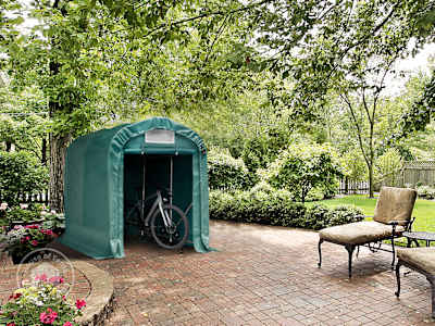 Bike shed on a patio