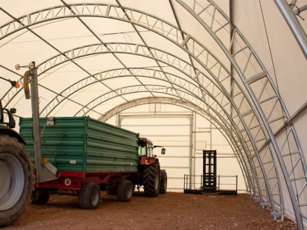 Store machinery in an arched shelter