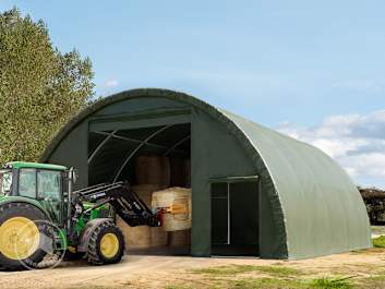 Arched shelter for hay storage