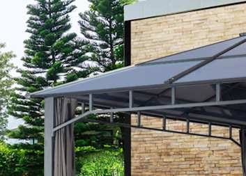 A garden gazebo used as patio awning A garden gazebo used as patio awning