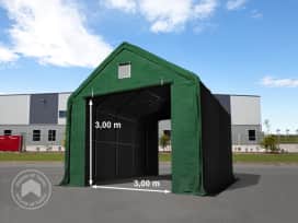 4x8m 3x3m Drive Through Industrial Tent, PRIMEtex 2300, dark green with statics package (soft ground anchors)