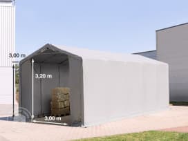 4x10m - 3.0m Sides PVC Industrial Tent with zipper entrance, PVC 850, grey without statics package