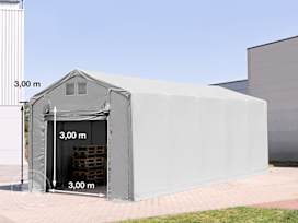 4x12m - 3.0m Sides PVC Industrial Tent with pull-up gate, PVC 850, grey without statics package