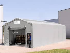6x12m - 3.0m Sides PVC Industrial Tent with pull-up gate and skylights, PVC 850, grey without statics package 6x12m - 3.0m Sides PVC Industrial Tent with pull-up gate and skylights, PVC 850, grey without statics package