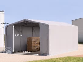 8x8m - 4.0m Sides Industrial Tent with zipper entrance, PRIMEtex 2300, grey without statics package 8x8m - 4.0m Sides Industrial Tent with zipper entrance, PRIMEtex 2300, grey without statics package