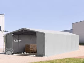 8x12m - 3.0m Sides PVC Industrial Tent with zipper entrance, PVC 850, grey without statics package