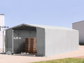 8x12m - 4.0m Sides PVC Industrial Tent with zipper entrance, PVC 850, grey without statics package