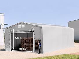 8x16m - 4.0m Sides Industrial Tent with pull-up gate and skylights, PRIMEtex 2300, grey without statics package 8x16m - 4.0m Sides Industrial Tent with pull-up gate and skylights, PRIMEtex 2300, grey without statics package
