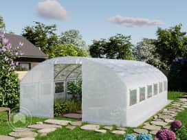 4x6m polytunnel greenhouse, PE, white