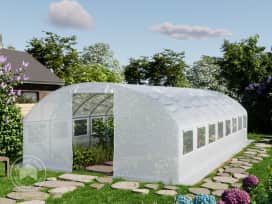 4x8m polytunnel greenhouse, PE, white