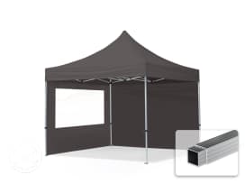 3x3m PES 700 Pop up gazebo ECONOMY Aluminium 32 mm, incl. 2 side panels with Panorama Windows, dark grey