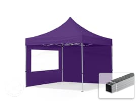 3x3m PES 700 Pop Up Gazebo ECONOMY Aluminium 32 mm, incl. Sidewalls with Panorama Windows, purple