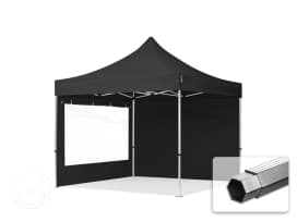 3x3m PES 800 Pop Up Gazebo PROFESSIONAL Aluminium 40 mm, incl. 2 side panels with Panorama Windows, black