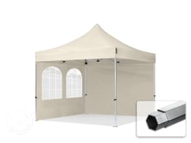 3x3m PES 800 Pop Up Gazebo PROFESSIONAL Aluminium 40 mm, incl. 2 side panels with Windows, cream 3x3m PES 800 Pop Up Gazebo PROFESSIONAL Aluminium 40 mm, incl. 2 side panels with Windows, cream