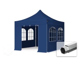 3x3m PES 800 Pop Up Gazebo PROFESSIONAL Aluminium 40 mm, incl. 4 side panels with Windows, blue