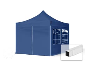 3x3m PES 700 Pop up gazebo ECONOMY Steel 30 mm, incl. Sidewalls with Windows, blue