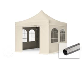 3x3m PES 750 Pop Up Gazebo PREMIUM Steel 40 mm, incl. 4 side panels with Windows, cream 3x3m PES 750 Pop Up Gazebo PREMIUM Steel 40 mm, incl. 4 side panels with Windows, cream