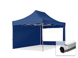3x4.5m PES 800 Pop Up Gazebo PROFESSIONAL Aluminium 40 mm, incl. 2 side panels with Panorama Windows, dark blue