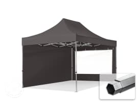 3x4.5m PES 800 Pop Up Gazebo PROFESSIONAL Aluminium 40 mm, incl. 2 side panels with Panorama Windows, dark grey
