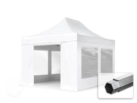 3x4.5m PES 800 Pop up gazebo PROFESSIONAL Aluminium 40 mm, incl. 4 side panels with Panorama Windows, white 3x4.5m PES 800 Pop up gazebo PROFESSIONAL Aluminium 40 mm, incl. 4 side panels with Panorama Windows, white