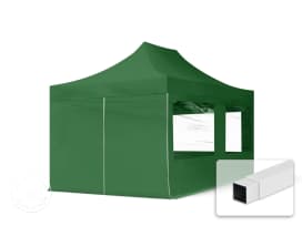3x4.5m PES 700 Pop up gazebo ECONOMY Steel 30 mm, incl. 4 side panels with Panorama Windows, dark green 3x4.5m PES 700 Pop up gazebo ECONOMY Steel 30 mm, incl. 4 side panels with Panorama Windows, dark green