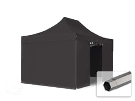 3x4.5 m PVC 800 Pop Up Gazebo PREMIUM Steel 40 mm, incl. 4 side panels, black