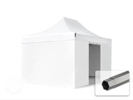 3x4.5 m PVC 800 Pop Up Gazebo PREMIUM Steel 40 mm, incl. 4 side panels, white