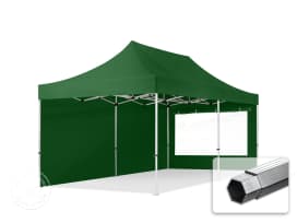 3x6m PES 800 Pop Up Gazebo PROFESSIONAL Aluminium 40 mm, incl. 2 side panels with Panorama Windows, dark green 3x6m PES 800 Pop Up Gazebo PROFESSIONAL Aluminium 40 mm, incl. 2 side panels with Panorama Windows, dark green