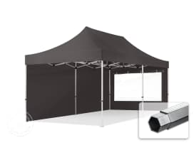 3x6m PES 800 Pop Up Gazebo PROFESSIONAL Aluminium 40 mm, incl. 2 side panels with Panorama Windows, dark grey