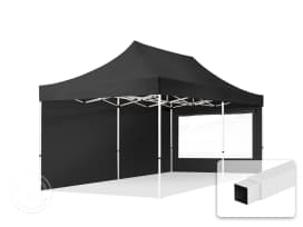 3x6m PES 700 Pop Up Gazebo ECONOMY Steel 30 mm, incl. Sidewalls with Panorama Windows, black