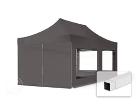 3x6m PES 700 Pop up gazebo ECONOMY Steel 30 mm, incl. 4 side panels with Panorama Windows, dark grey 3x6m PES 700 Pop up gazebo ECONOMY Steel 30 mm, incl. 4 side panels with Panorama Windows, dark grey