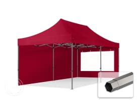 3x6m PES 750 Pop Up Gazebo PREMIUM Steel 40 mm, incl. 2 side panels with Panorama Windows, red