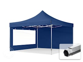 4x4m PES 800 Pop Up Gazebo PROFESSIONAL Aluminium 40 mm, incl. 2 side panels with Panorama Windows, blue 4x4m PES 800 Pop Up Gazebo PROFESSIONAL Aluminium 40 mm, incl. 2 side panels with Panorama Windows, blue