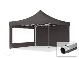 4x4m PES 800 Pop Up Gazebo PROFESSIONAL Aluminium 40 mm, incl. 2 side panels with Panorama Windows, dark grey 4x4m PES 800 Pop Up Gazebo PROFESSIONAL Aluminium 40 mm, incl. 2 side panels with Panorama Windows, dark grey