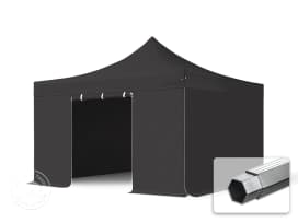 4x4m PES 800 Pop Up Gazebo PROFESSIONAL Aluminium 40 mm, incl. 4 side panels, black