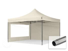 4x4m PES 750 Pop Up Gazebo PREMIUM Steel 40 mm, incl. 2 side panels with Panorama Windows, cream 4x4m PES 750 Pop Up Gazebo PREMIUM Steel 40 mm, incl. 2 side panels with Panorama Windows, cream