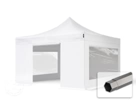 4x4m PES 750 Pop Up Gazebo PREMIUM Steel 40 mm, incl. 4 side panels with Panorama Windows, white 4x4m PES 750 Pop Up Gazebo PREMIUM Steel 40 mm, incl. 4 side panels with Panorama Windows, white