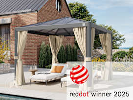 3x3m garden gazebo, Hardtop, 4 sides, champagne