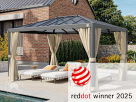 3x4m garden gazebo, Hardtop, 4 sides, champagne