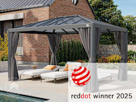 3x4m garden gazebo, Hardtop, 4 sides, loft grey